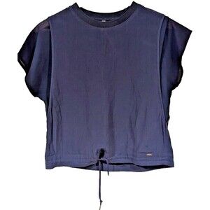 Pepe jeans‎ XS blue drawstring tee sheer flutter sleeves pretty detail Soft Girl